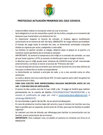 Protocolo actuación Primeros Cole COVID19 2021-2022