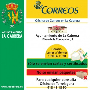 Correos en el Ayuntamiento de La Cabrera