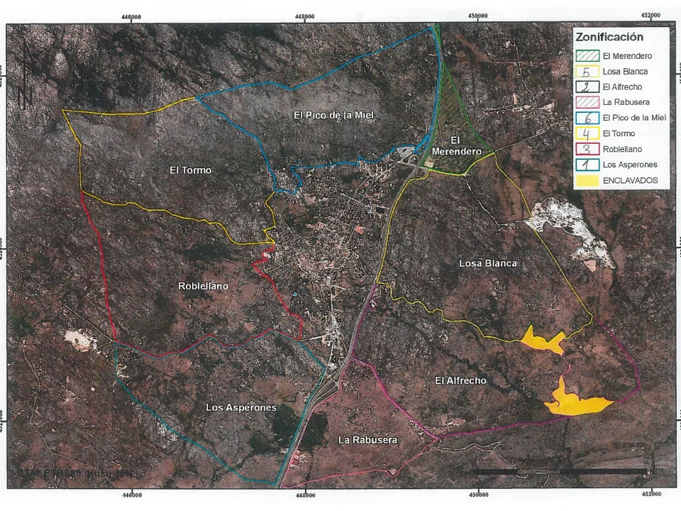 Imagen topográfica zonificaciones caza en La Cabrera