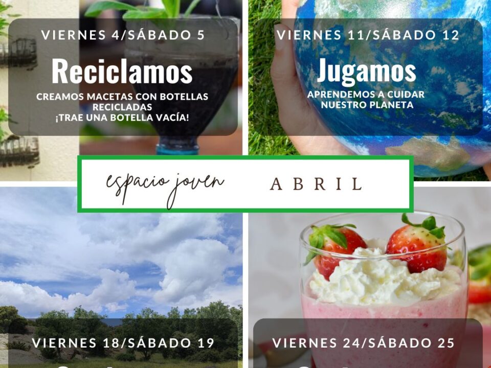 Cartel de actividades en el espacio joven en abril