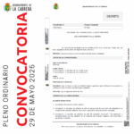 Convocatoria Pleno ordinario 29 de mayo de 2025