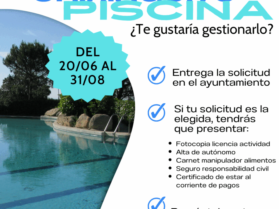 Cartel solicitudes gestión chiringuito de la piscina