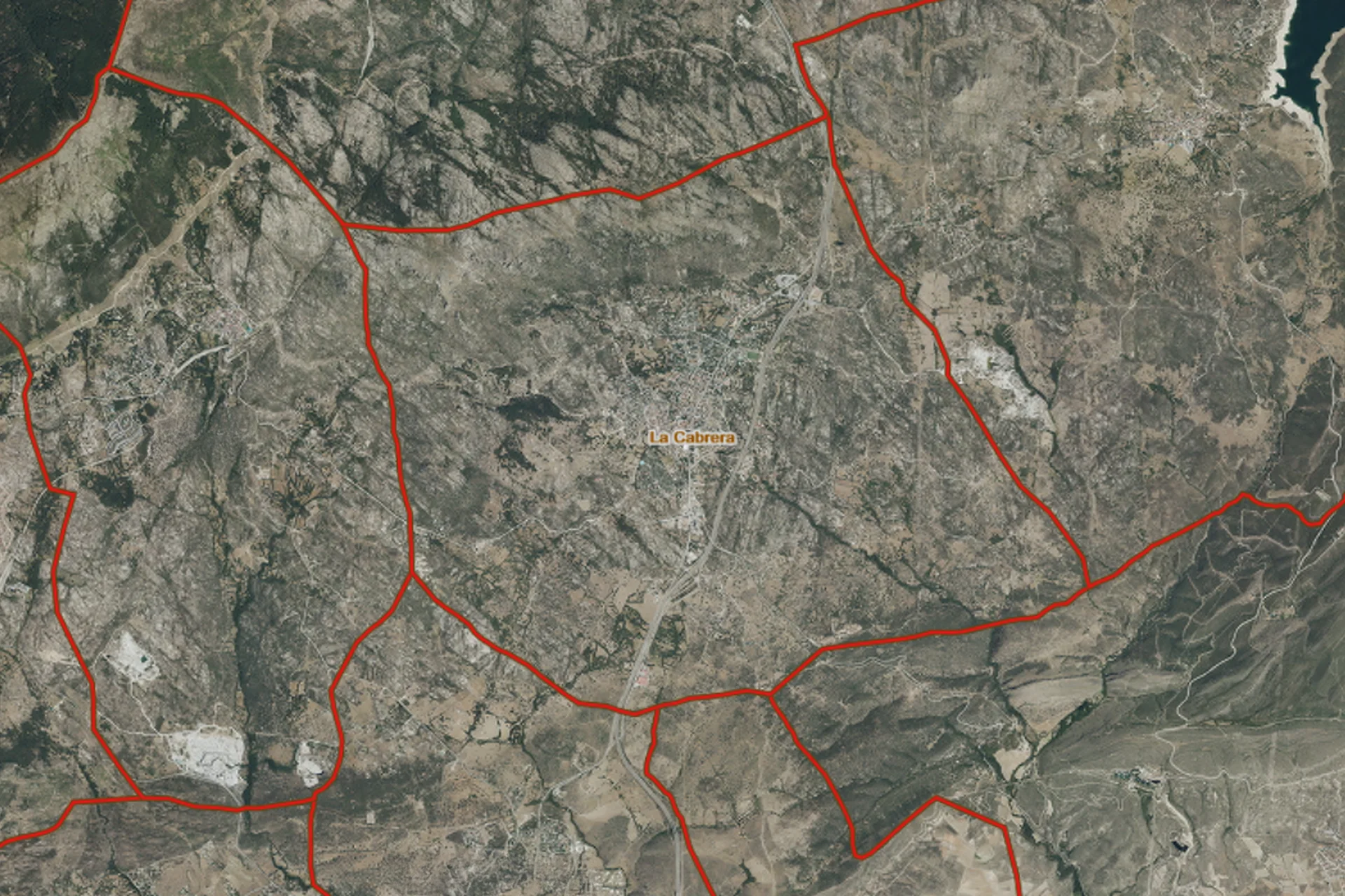 Mapa con delimitación administrativa de La Cabrera
